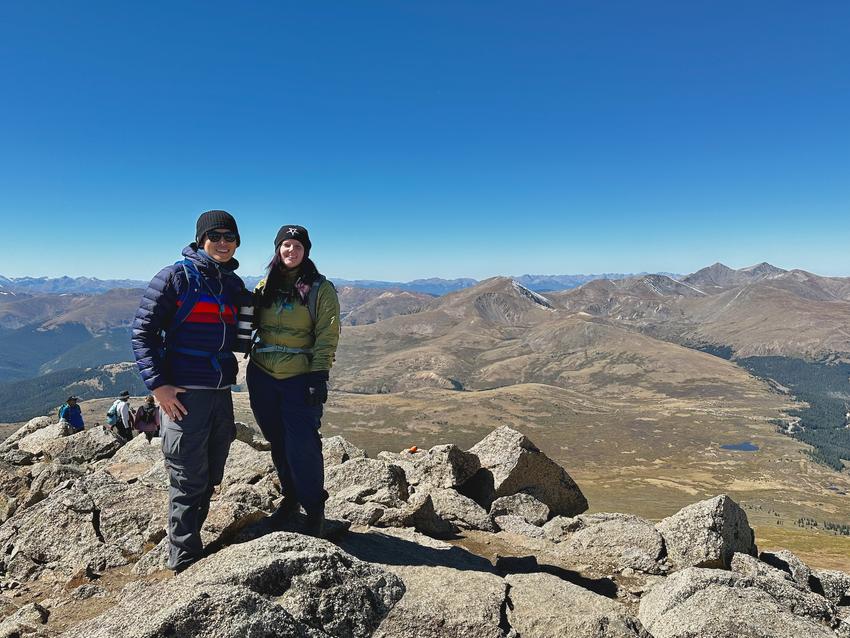 Me and Jess standing on top of Mount Bierstadt
